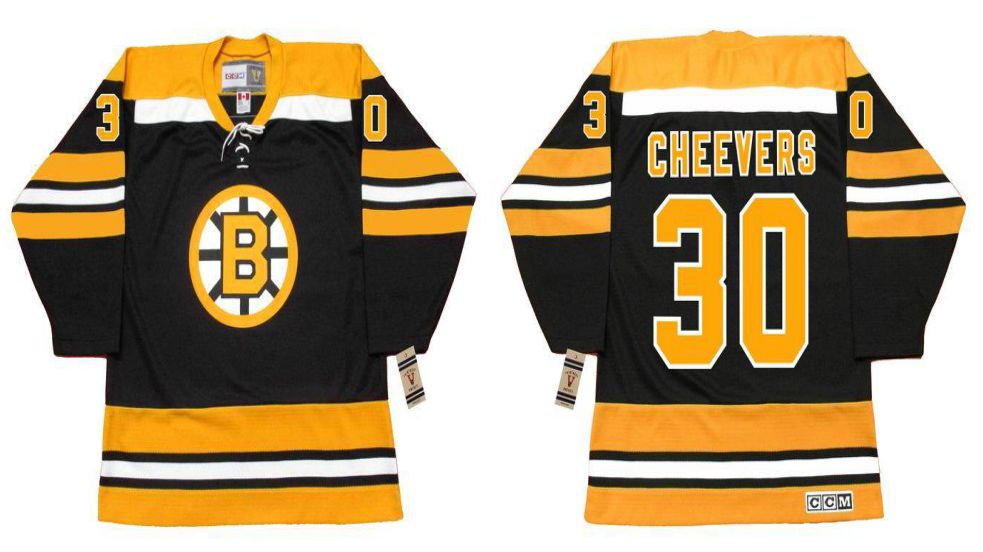 2019 Men Boston Bruins 30 Cheevers Black CCM NHL jerseys